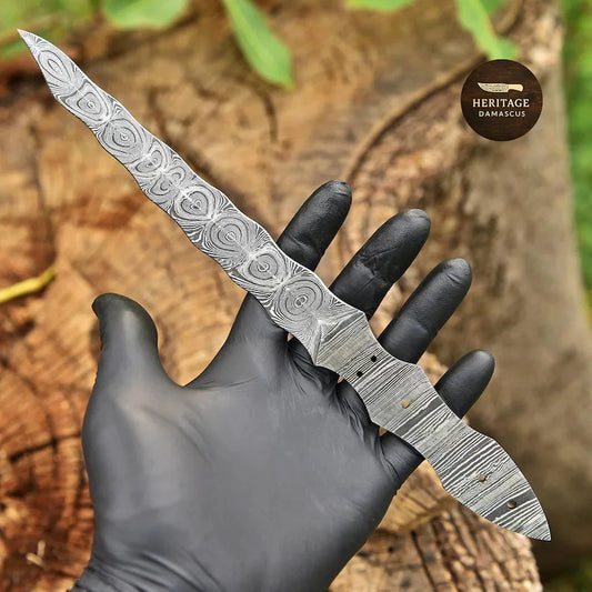 Hand-Forged Damascus Kris Dagger 12 inch Tri Edge Blade