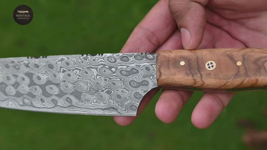 Hand forged 7 inch Damascus kitchen 